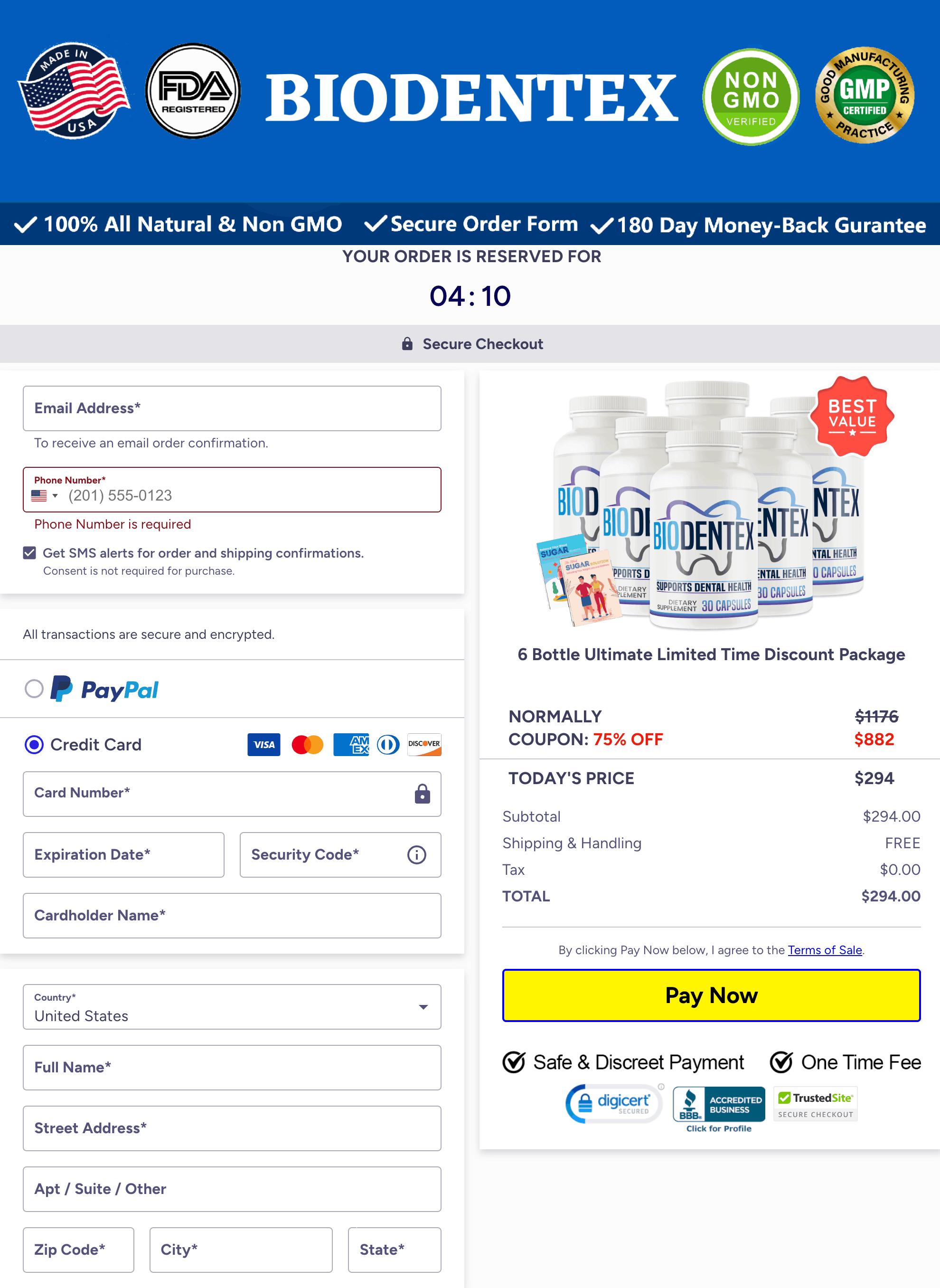Biodentex Secured Order Page